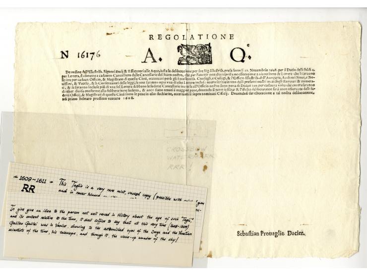 1609/1806, "TAGLI DELLI SOLDI 4 PER LETTERA" Sammlung von 24 Briefbögen, ungebraucht und gebraucht, davon 12 Stück vor 1700, 