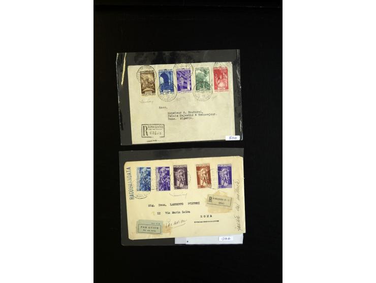 1923/35, Partie mit 6 Satzbriefen und ein B.L.P.-Kartenbrief mit Blanko-Stempel, meist R- bzw. Luftpostbrief mit u.a. 249-252