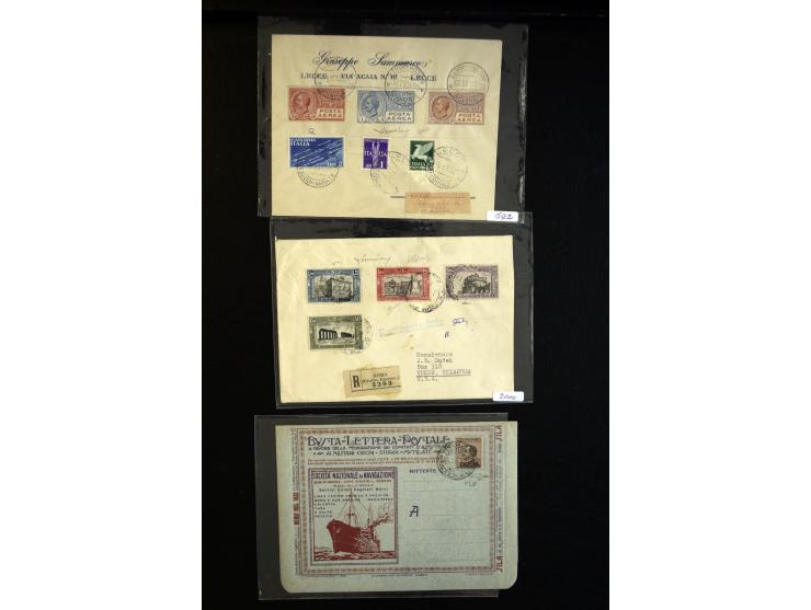 1923/35, Partie mit 6 Satzbriefen und ein B.L.P.-Kartenbrief mit Blanko-Stempel, meist R- bzw. Luftpostbrief mit u.a. 249-252