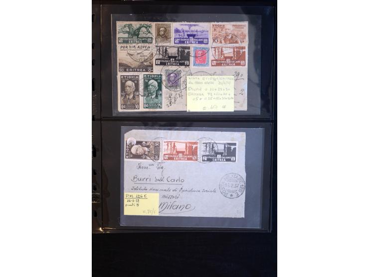 1919/67, Sammlung Briefe und Karten, viel Äthiopien und Eritrea, dabei Mischfrankaturen mit beiden Ländern, Feldpoststempel, 