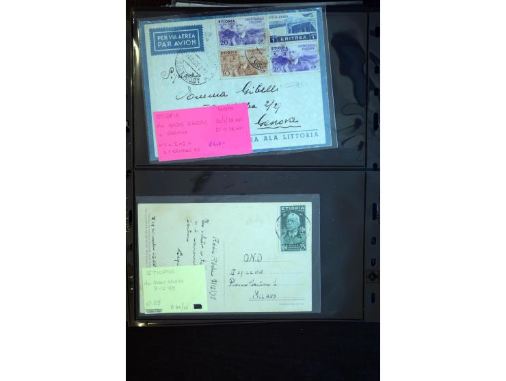 1919/67, Sammlung Briefe und Karten, viel Äthiopien und Eritrea, dabei Mischfrankaturen mit beiden Ländern, Feldpoststempel, 