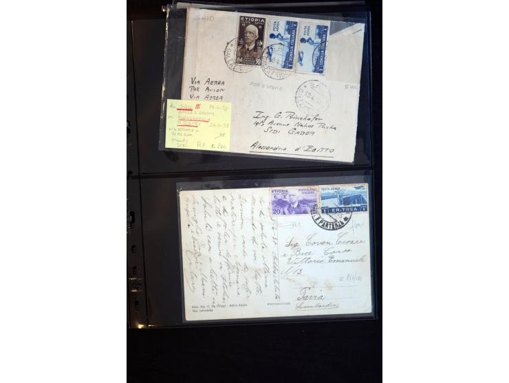 1919/67, Sammlung Briefe und Karten, viel Äthiopien und Eritrea, dabei Mischfrankaturen mit beiden Ländern, Feldpoststempel, 
