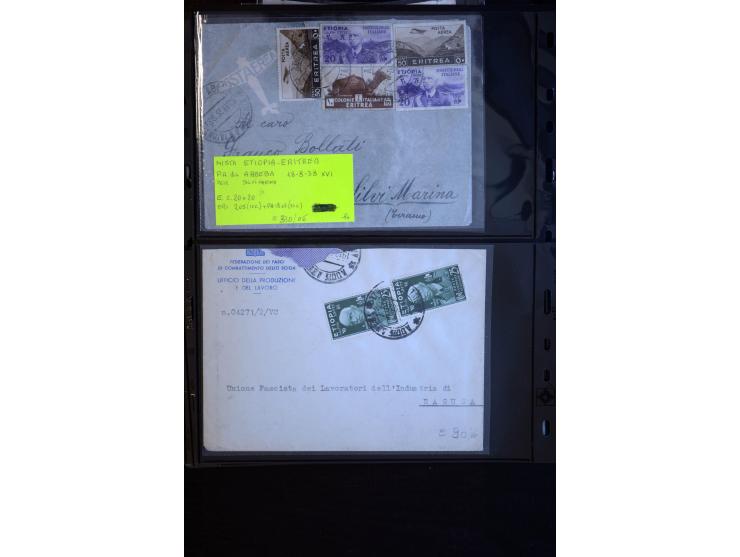 1919/67, Sammlung Briefe und Karten, viel Äthiopien und Eritrea, dabei Mischfrankaturen mit beiden Ländern, Feldpoststempel, 