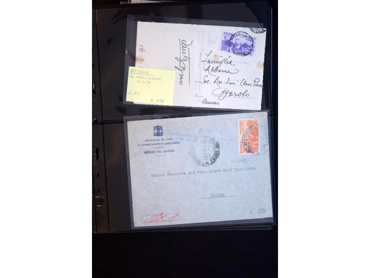 1919/67, Sammlung Briefe und Karten, viel Äthiopien und Eritrea, dabei Mischfrankaturen mit beiden Ländern, Feldpoststempel, 