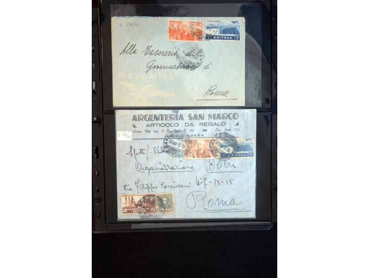 1919/67, Sammlung Briefe und Karten, viel Äthiopien und Eritrea, dabei Mischfrankaturen mit beiden Ländern, Feldpoststempel, 