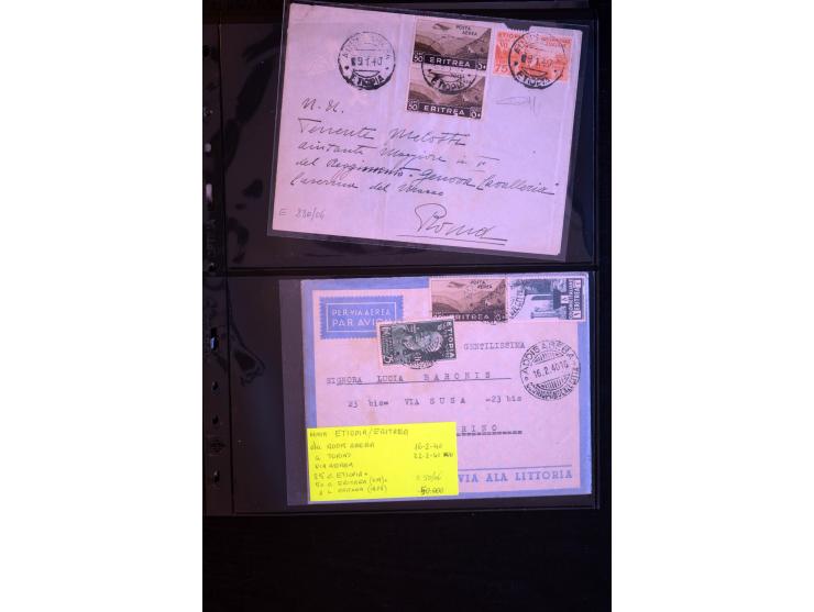 1919/67, Sammlung Briefe und Karten, viel Äthiopien und Eritrea, dabei Mischfrankaturen mit beiden Ländern, Feldpoststempel, 