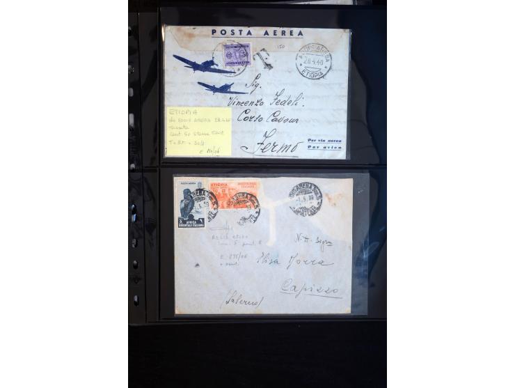 1919/67, Sammlung Briefe und Karten, viel Äthiopien und Eritrea, dabei Mischfrankaturen mit beiden Ländern, Feldpoststempel, 