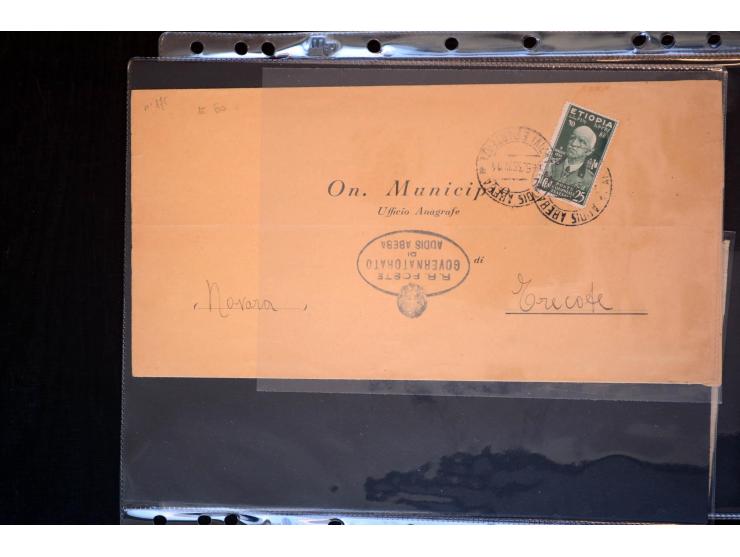 1919/67, Sammlung Briefe und Karten, viel Äthiopien und Eritrea, dabei Mischfrankaturen mit beiden Ländern, Feldpoststempel, 