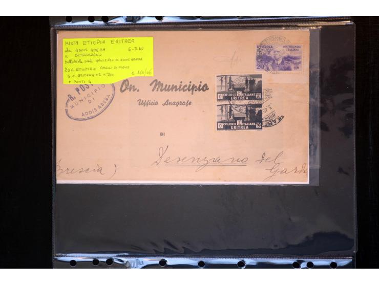 1919/67, Sammlung Briefe und Karten, viel Äthiopien und Eritrea, dabei Mischfrankaturen mit beiden Ländern, Feldpoststempel, 