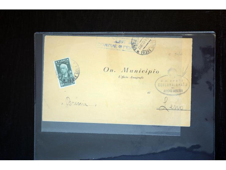 1919/67, Sammlung Briefe und Karten, viel Äthiopien und Eritrea, dabei Mischfrankaturen mit beiden Ländern, Feldpoststempel, 