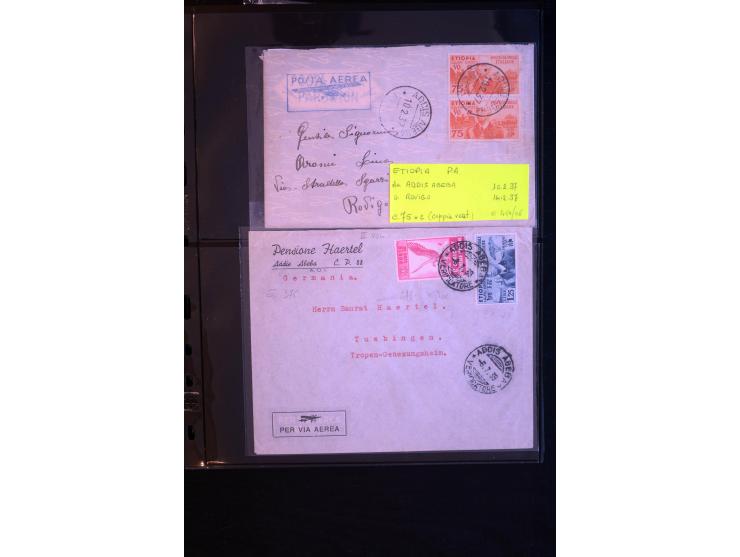 1919/67, Sammlung Briefe und Karten, viel Äthiopien und Eritrea, dabei Mischfrankaturen mit beiden Ländern, Feldpoststempel, 