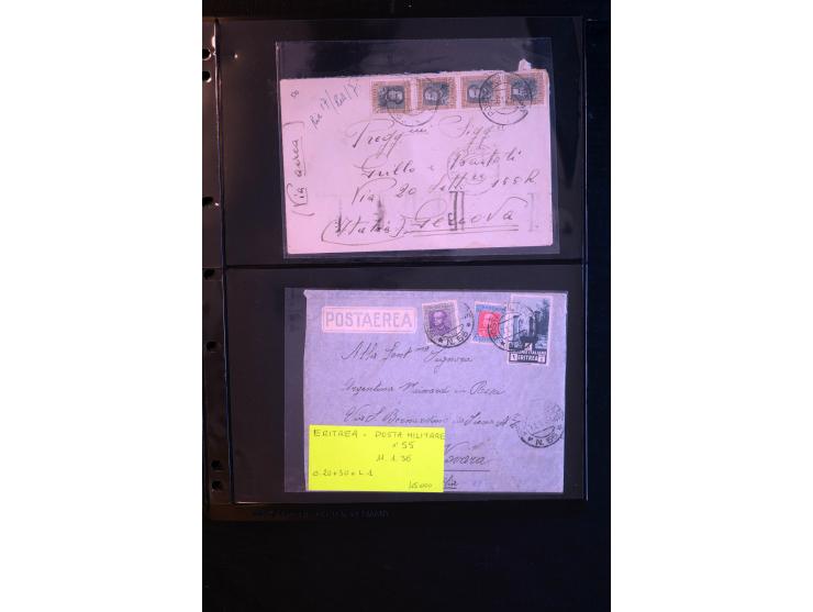 1919/67, Sammlung Briefe und Karten, viel Äthiopien und Eritrea, dabei Mischfrankaturen mit beiden Ländern, Feldpoststempel, 