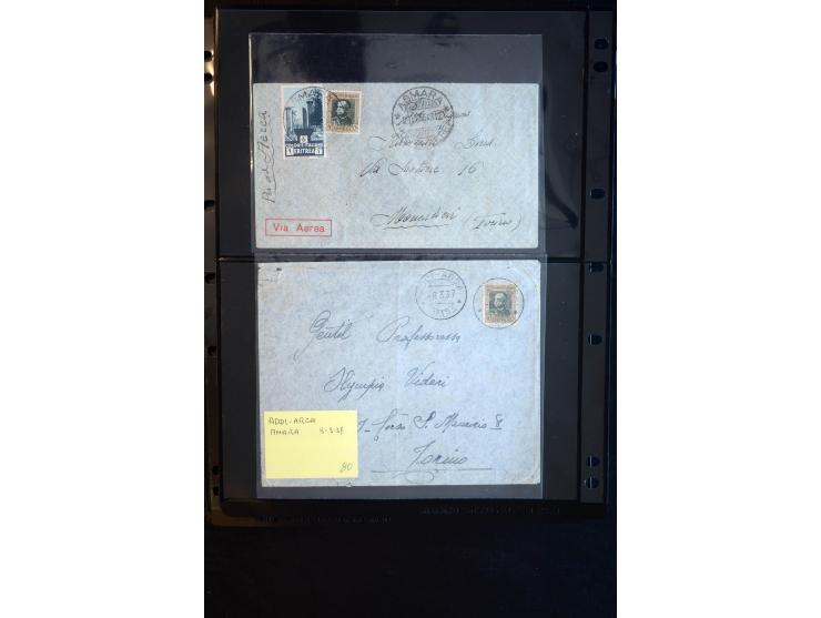 1919/67, Sammlung Briefe und Karten, viel Äthiopien und Eritrea, dabei Mischfrankaturen mit beiden Ländern, Feldpoststempel, 