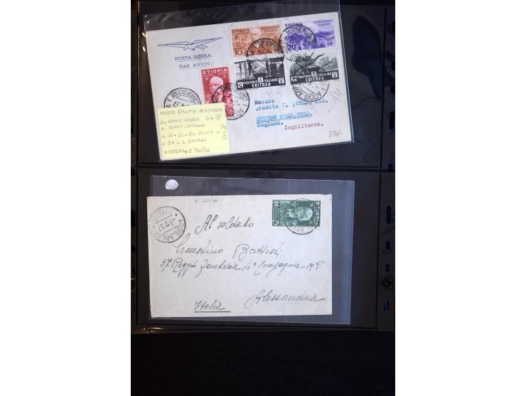 1919/67, Sammlung Briefe und Karten, viel Äthiopien und Eritrea, dabei Mischfrankaturen mit beiden Ländern, Feldpoststempel, 