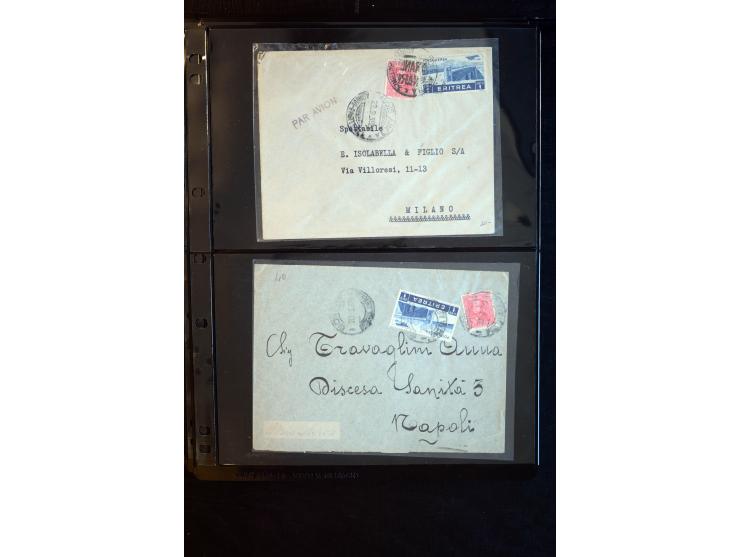 1919/67, Sammlung Briefe und Karten, viel Äthiopien und Eritrea, dabei Mischfrankaturen mit beiden Ländern, Feldpoststempel, 