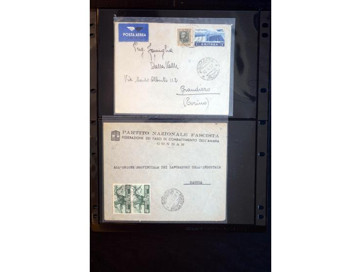 1919/67, Sammlung Briefe und Karten, viel Äthiopien und Eritrea, dabei Mischfrankaturen mit beiden Ländern, Feldpoststempel, 
