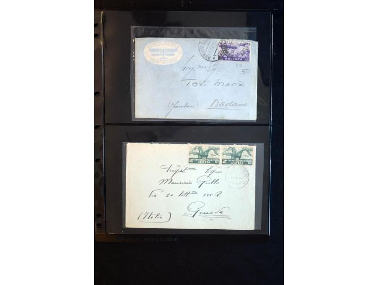 1919/67, Sammlung Briefe und Karten, viel Äthiopien und Eritrea, dabei Mischfrankaturen mit beiden Ländern, Feldpoststempel, 