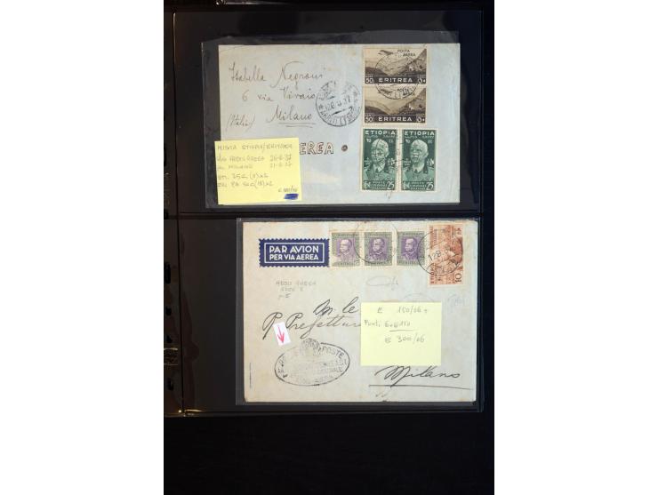 1919/67, Sammlung Briefe und Karten, viel Äthiopien und Eritrea, dabei Mischfrankaturen mit beiden Ländern, Feldpoststempel, 