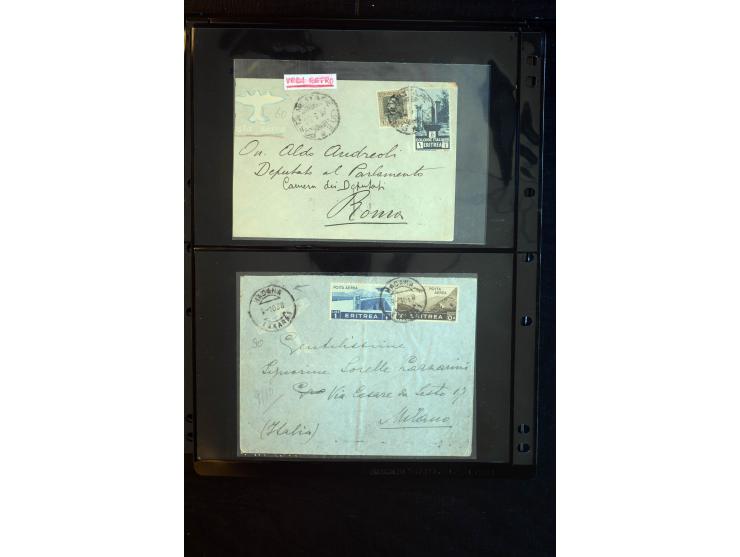 1919/67, Sammlung Briefe und Karten, viel Äthiopien und Eritrea, dabei Mischfrankaturen mit beiden Ländern, Feldpoststempel, 