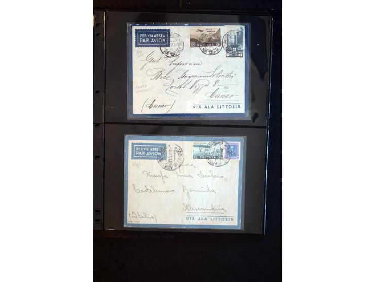 1919/67, Sammlung Briefe und Karten, viel Äthiopien und Eritrea, dabei Mischfrankaturen mit beiden Ländern, Feldpoststempel, 