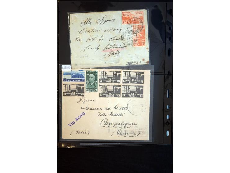 1919/67, Sammlung Briefe und Karten, viel Äthiopien und Eritrea, dabei Mischfrankaturen mit beiden Ländern, Feldpoststempel, 
