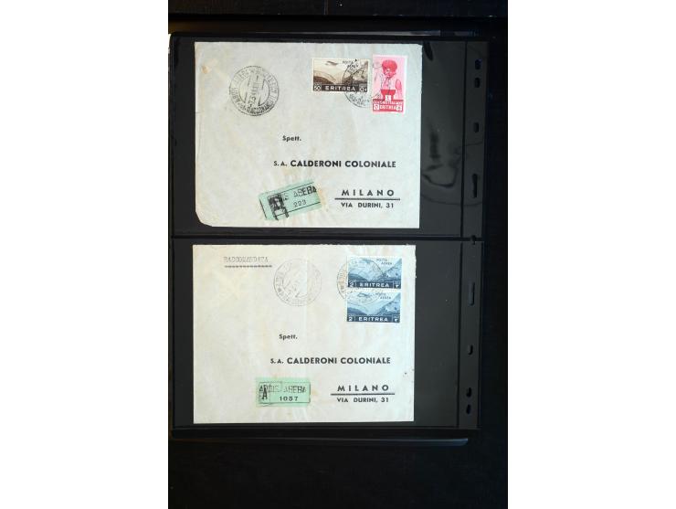 1919/67, Sammlung Briefe und Karten, viel Äthiopien und Eritrea, dabei Mischfrankaturen mit beiden Ländern, Feldpoststempel, 