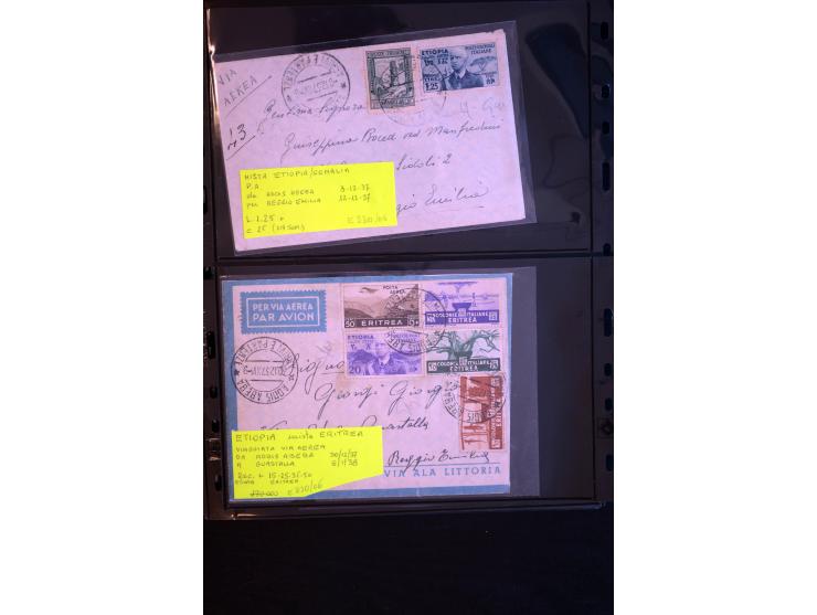 1919/67, Sammlung Briefe und Karten, viel Äthiopien und Eritrea, dabei Mischfrankaturen mit beiden Ländern, Feldpoststempel, 