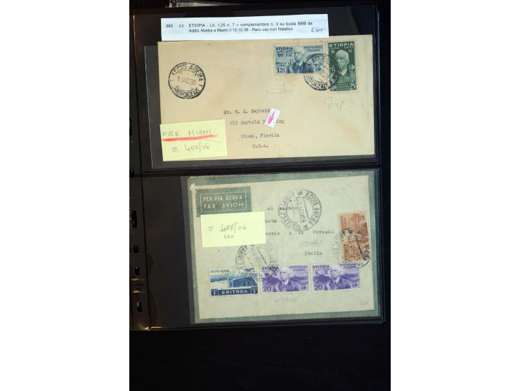 1919/67, Sammlung Briefe und Karten, viel Äthiopien und Eritrea, dabei Mischfrankaturen mit beiden Ländern, Feldpoststempel, 