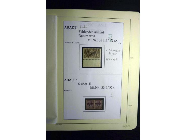1922/28, interessante, meist ungebrauchte und gestempelte Spezial-Sammlung mit vielen verschiedenen Aufdruck-Abarten und Beso