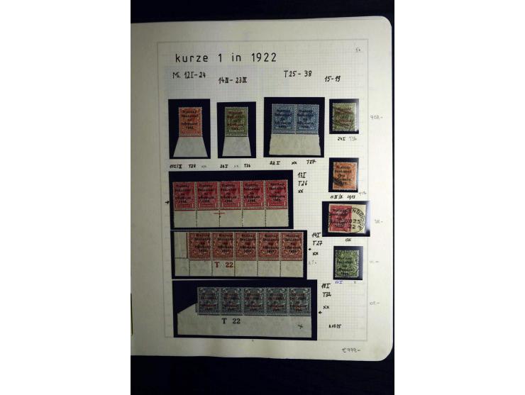 1922/28, interessante, meist ungebrauchte und gestempelte Spezial-Sammlung mit vielen verschiedenen Aufdruck-Abarten und Beso