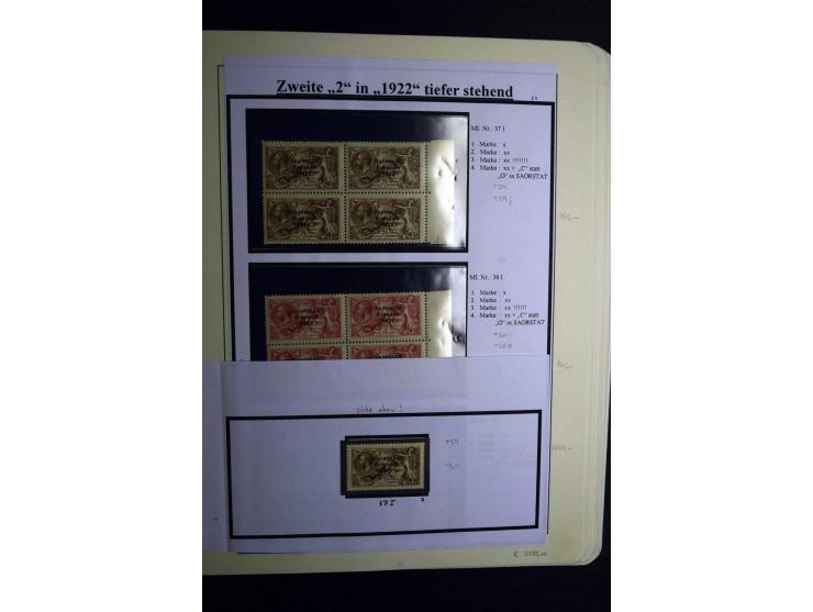 1922/28, interessante, meist ungebrauchte und gestempelte Spezial-Sammlung mit vielen verschiedenen Aufdruck-Abarten und Beso
