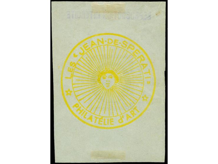 15c. green on normal paper, Sperati forgery in block format with pencil signature, reverse with yellow cachet "JEAN DE SPERAT