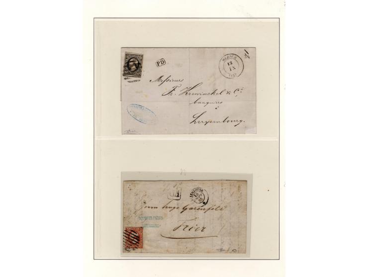 1852, 1. Ausgabe, kleine Spezialsammlung, dabei beide Werte ungebraucht (Nr. 2 mit Originalgummi), diverse Stempeltypen, Einh