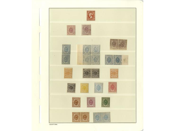 1859/74, ungebrauchte kleine Sammlung mit diversen Probedrucken, teils in Einheiten; einiges signiert, 3 Atteste Boettger BPP
