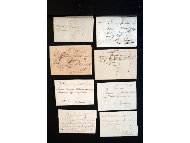 1750/1850 (ca.), etwa 130 Briefe und (wenige) Dokumente diverser Orte, dabei verschiedene Stempeltypen, Franchise-Stempel, Au