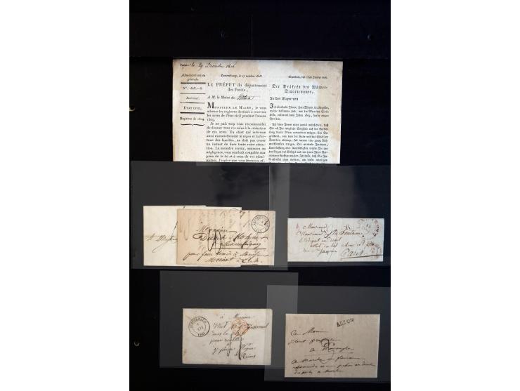 1750/1850 (ca.), etwa 130 Briefe und (wenige) Dokumente diverser Orte, dabei verschiedene Stempeltypen, Franchise-Stempel, Au