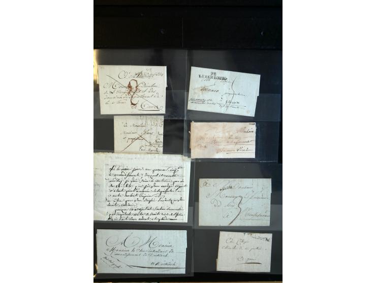 1750/1850 (ca.), etwa 130 Briefe und (wenige) Dokumente diverser Orte, dabei verschiedene Stempeltypen, Franchise-Stempel, Au