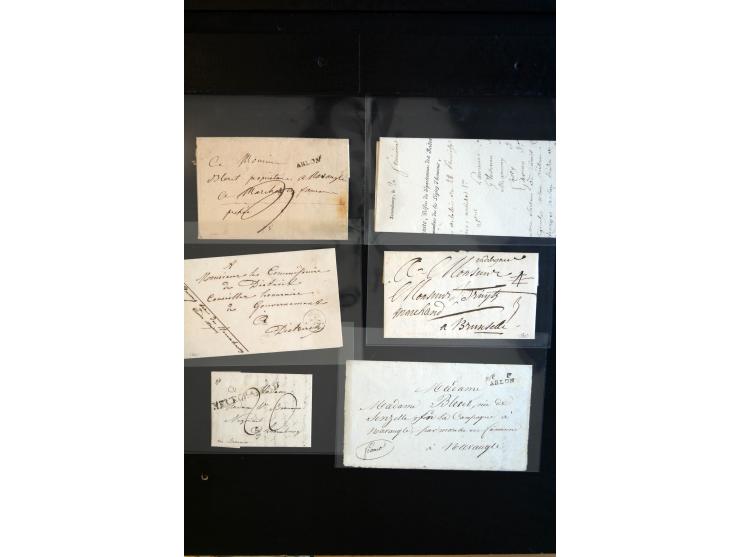 1750/1850 (ca.), etwa 130 Briefe und (wenige) Dokumente diverser Orte, dabei verschiedene Stempeltypen, Franchise-Stempel, Au