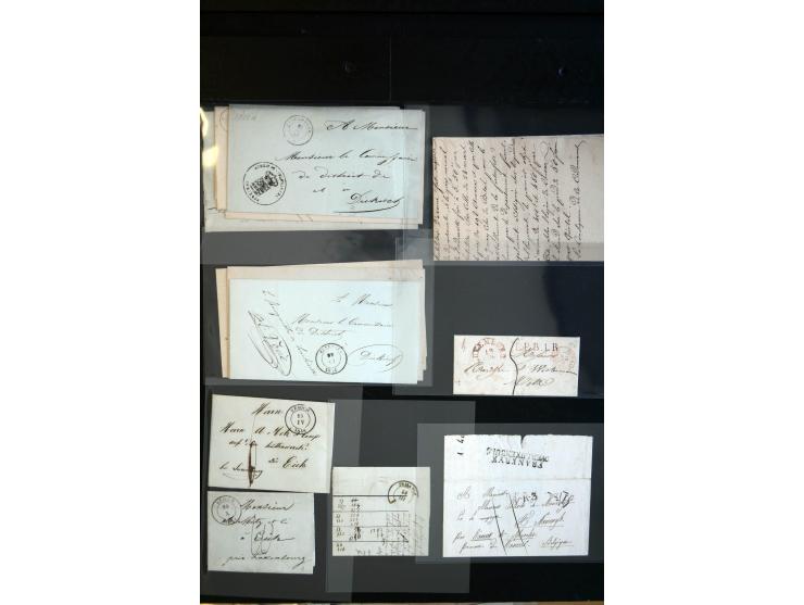 1750/1850 (ca.), etwa 130 Briefe und (wenige) Dokumente diverser Orte, dabei verschiedene Stempeltypen, Franchise-Stempel, Au
