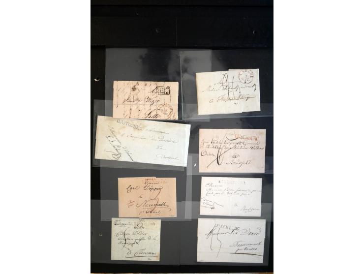 1750/1850 (ca.), etwa 130 Briefe und (wenige) Dokumente diverser Orte, dabei verschiedene Stempeltypen, Franchise-Stempel, Au