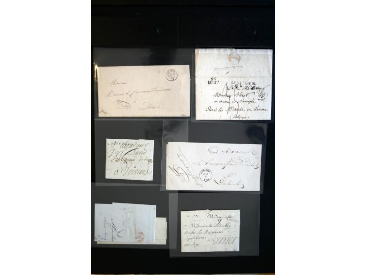 1750/1850 (ca.), etwa 130 Briefe und (wenige) Dokumente diverser Orte, dabei verschiedene Stempeltypen, Franchise-Stempel, Au