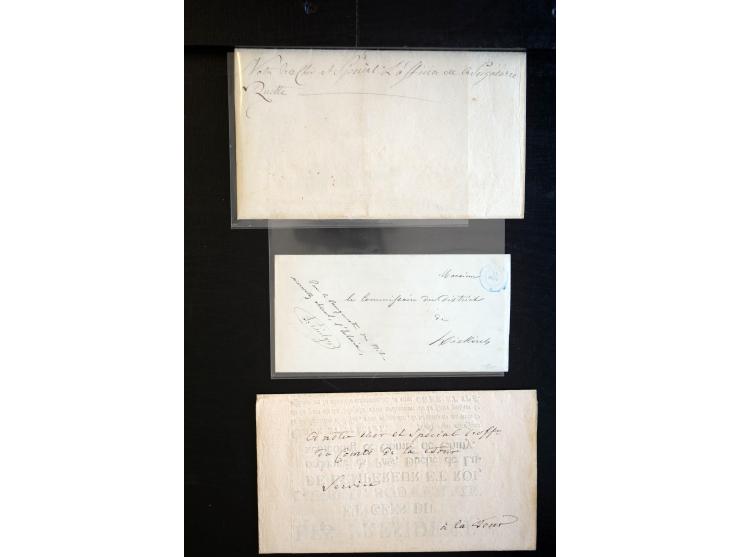 1750/1850 (ca.), etwa 130 Briefe und (wenige) Dokumente diverser Orte, dabei verschiedene Stempeltypen, Franchise-Stempel, Au