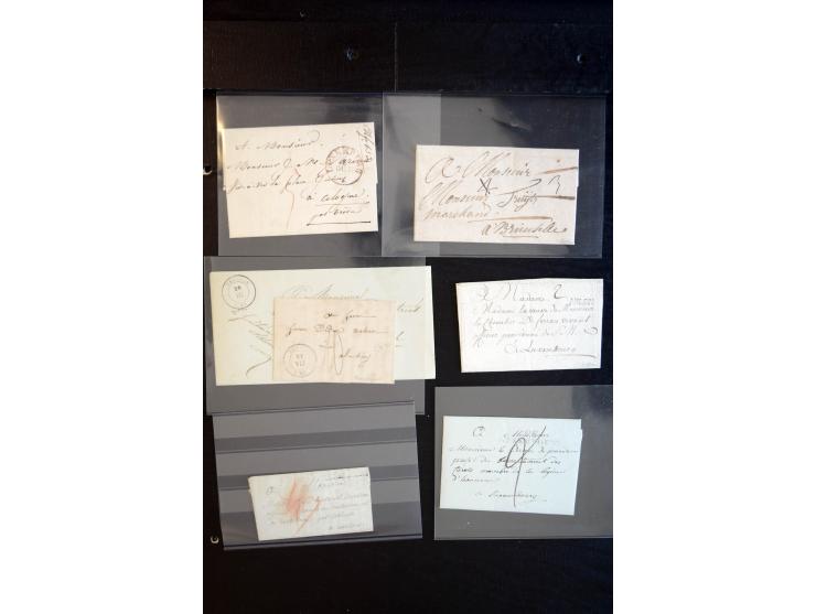 1750/1850 (ca.), etwa 130 Briefe und (wenige) Dokumente diverser Orte, dabei verschiedene Stempeltypen, Franchise-Stempel, Au