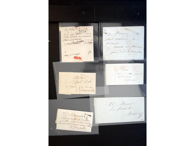 1750/1850 (ca.), etwa 130 Briefe und (wenige) Dokumente diverser Orte, dabei verschiedene Stempeltypen, Franchise-Stempel, Au