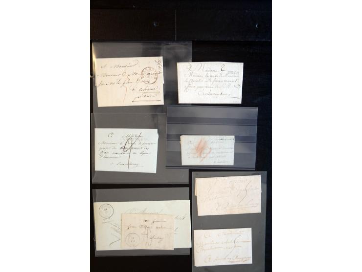 1750/1850 (ca.), etwa 130 Briefe und (wenige) Dokumente diverser Orte, dabei verschiedene Stempeltypen, Franchise-Stempel, Au