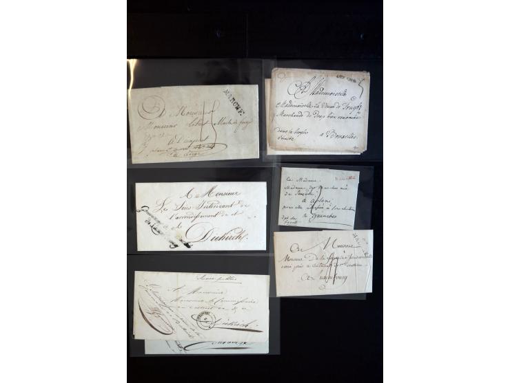 1750/1850 (ca.), etwa 130 Briefe und (wenige) Dokumente diverser Orte, dabei verschiedene Stempeltypen, Franchise-Stempel, Au