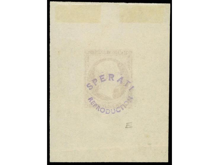 1853, Napoléon 1fr. carmine, Sperati forgery in block format with pencil signature, reverse with BPA signature, fine