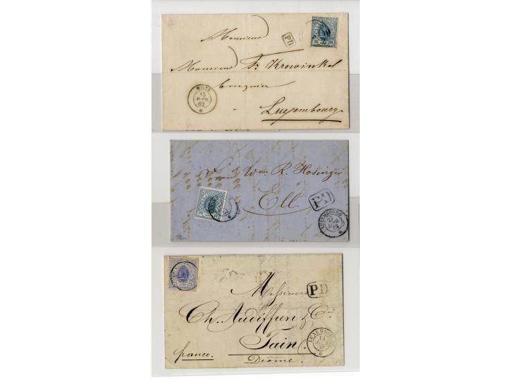 1859/74 (ca.), rund 40 frankierte Briefe, dabei gute Frankaturen, u.a. Nr. 8 auf Brief (Attest Boettger BPP) und Nr. 10 auf B