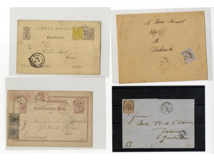 1859/74 (ca.), rund 40 frankierte Briefe, dabei gute Frankaturen, u.a. Nr. 8 auf Brief (Attest Boettger BPP) und Nr. 10 auf B