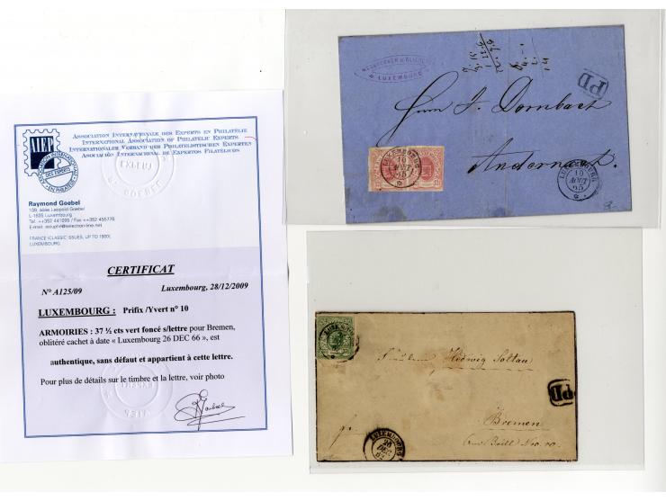 1859/74 (ca.), rund 40 frankierte Briefe, dabei gute Frankaturen, u.a. Nr. 8 auf Brief (Attest Boettger BPP) und Nr. 10 auf B